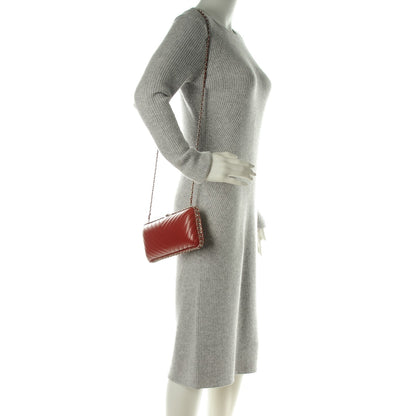 Chanel Lambskin Chevron Quilted Chain Around Clutch Dark Red 2 of 7