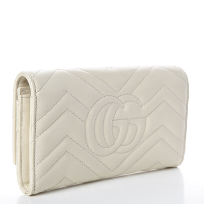 Gucci Calfskin Matelasse GG Marmont Continental Wallet Mystic White 3 of 9