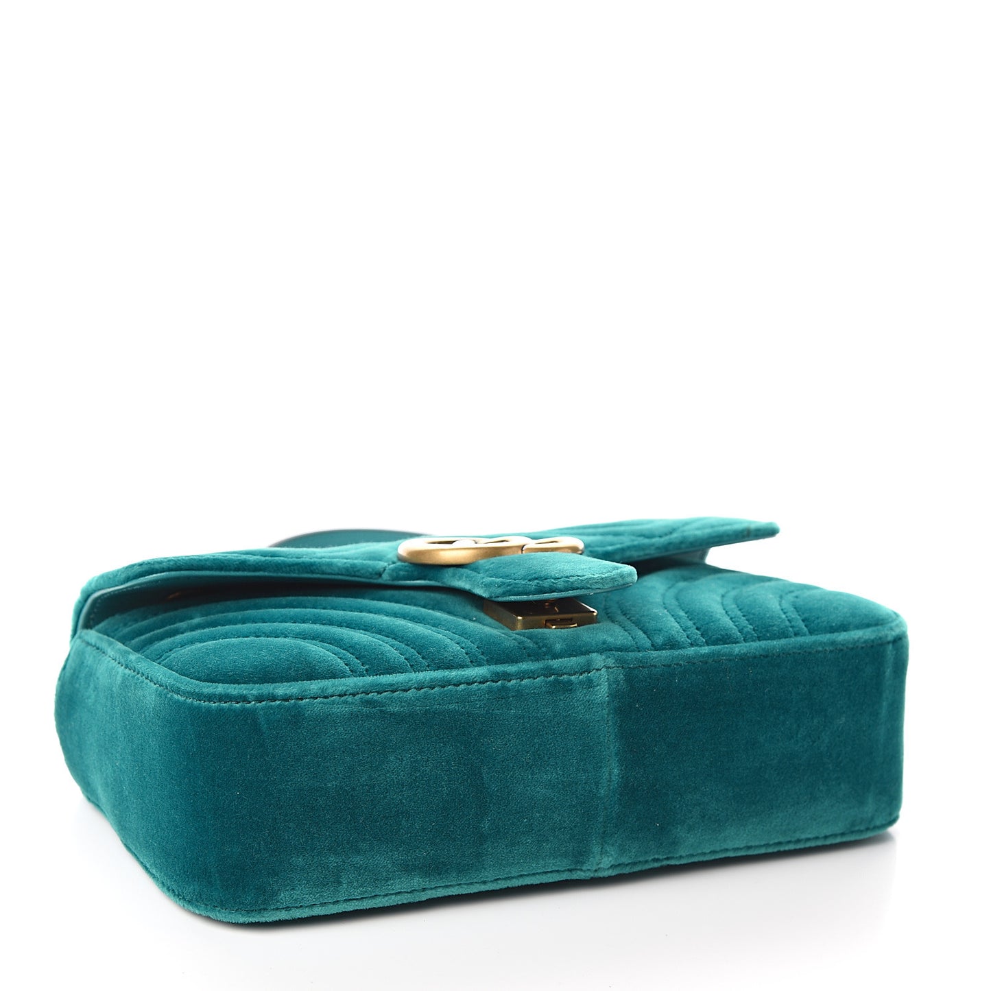 Velvet Matelasse Mini GG Marmont Shoulder Bag Pavone Cyan