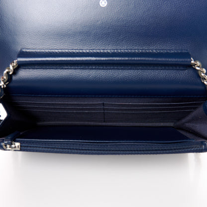 Chanel Caviar Chevron Wallet On Chain WOC Navy 4 of 10