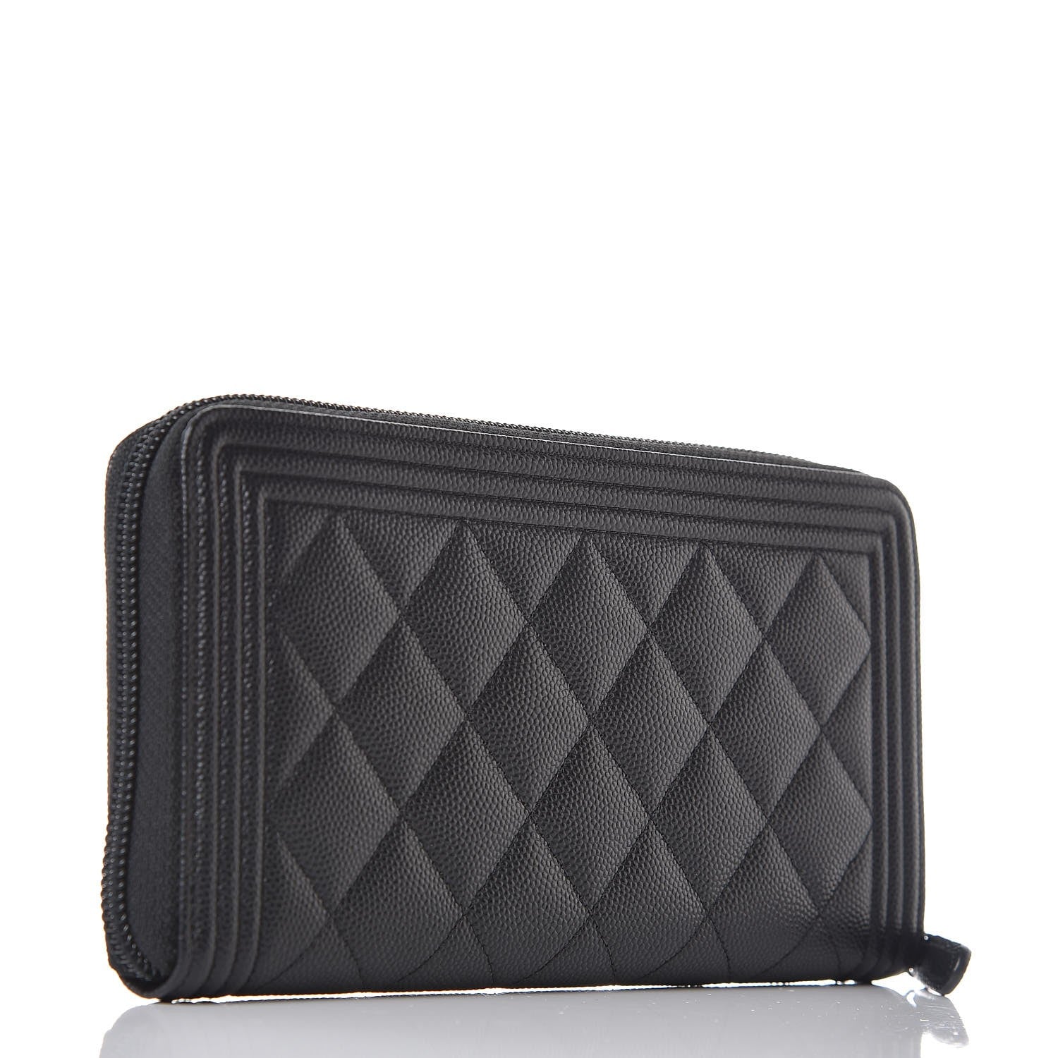 Chanel Caviar Quilted Boy Long Zip Around Wallet Black 3 of 9