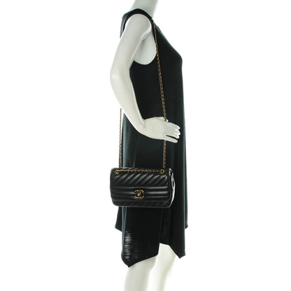 Chanel Shiny Goatskin Diagonal Quilted Smalll Flap Black 2 of 7