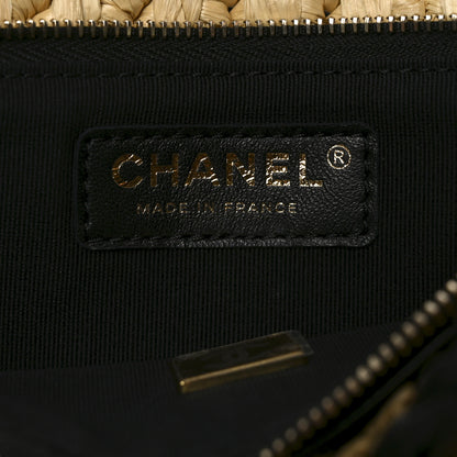 Chanel Raffia Chain Venice Beach Flap Bag Beige Black 6 of 12
