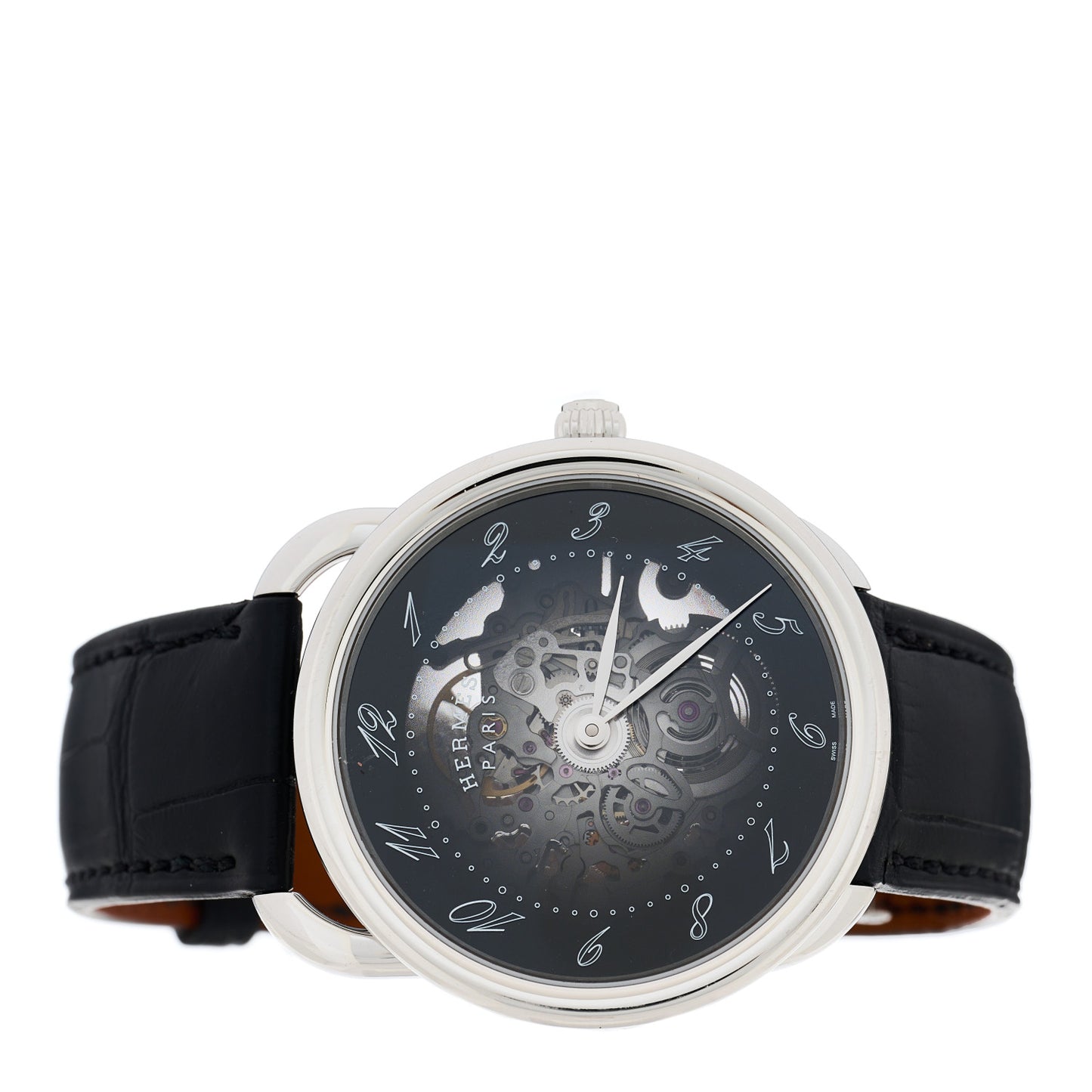 Stainless Steel Alligator 40mm Arceau Squelette Automatic Watch Noir