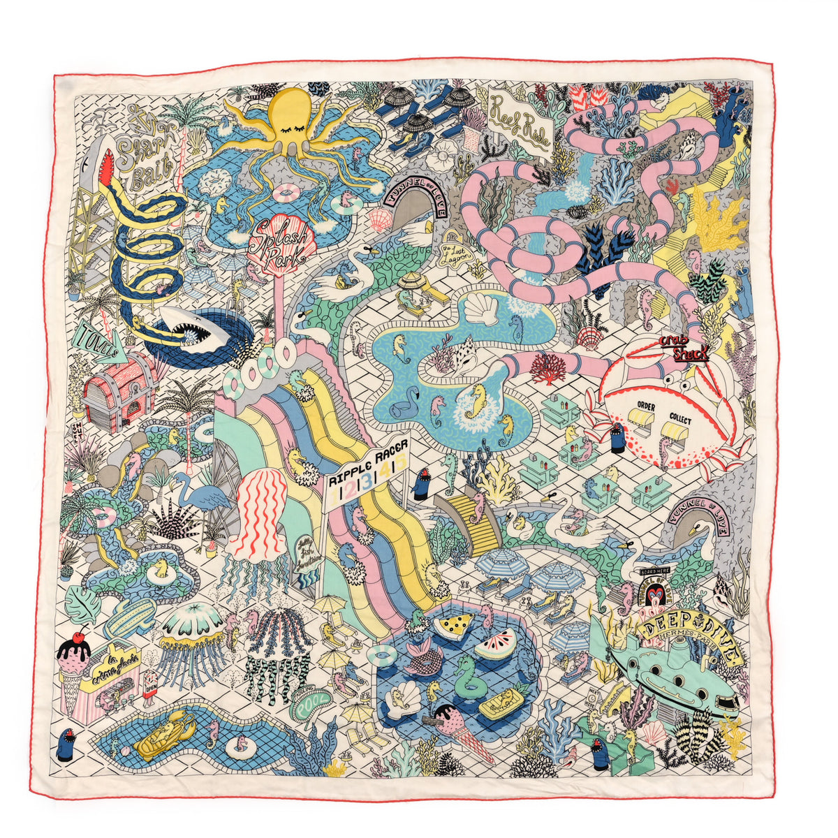 Cashmere Silk Splash Park Shawl 140 White Jaune Multicolor