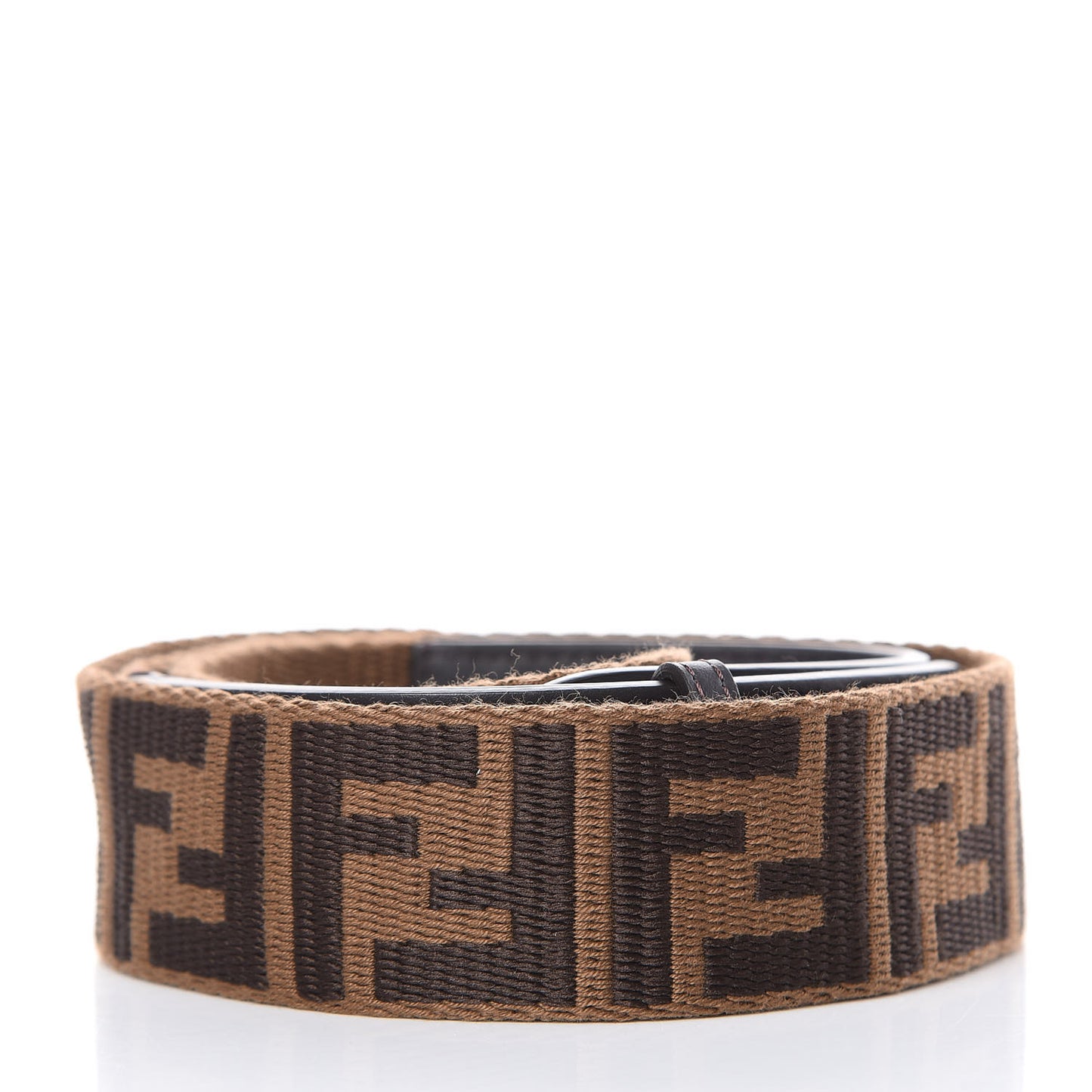 Ribbon Vitello Century FF 1974 Flat Studded Strap You Fango Marrone Ebano