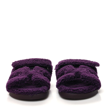 Hermes Woolskin Womens Chypre Sandals 38 Violet Fonce 2 of 8