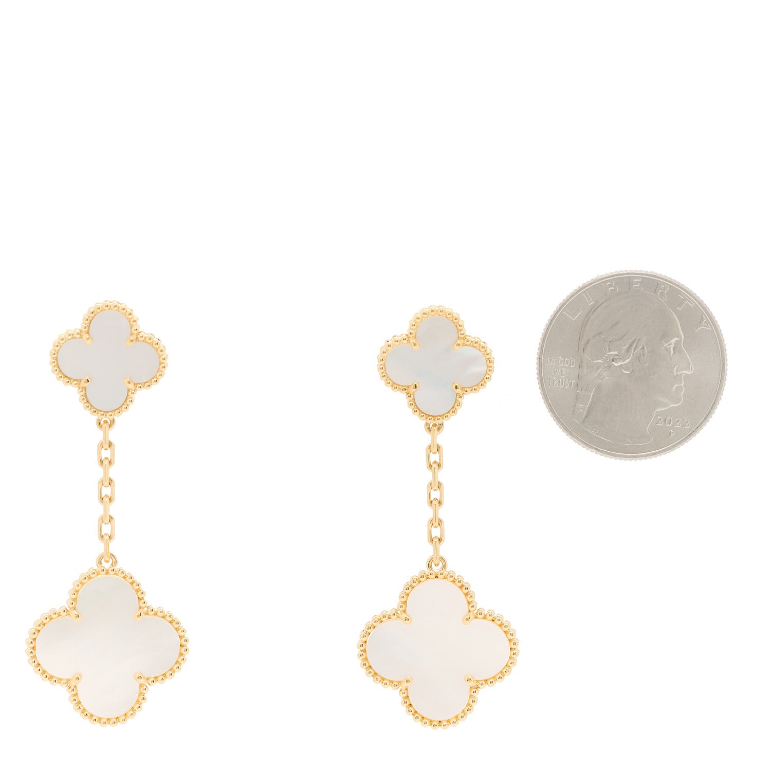 Van Cleef & Arpels 18K Yellow Gold Mother of Pearl 2 Motifs Magic Alhambra Earrings 2 of 4