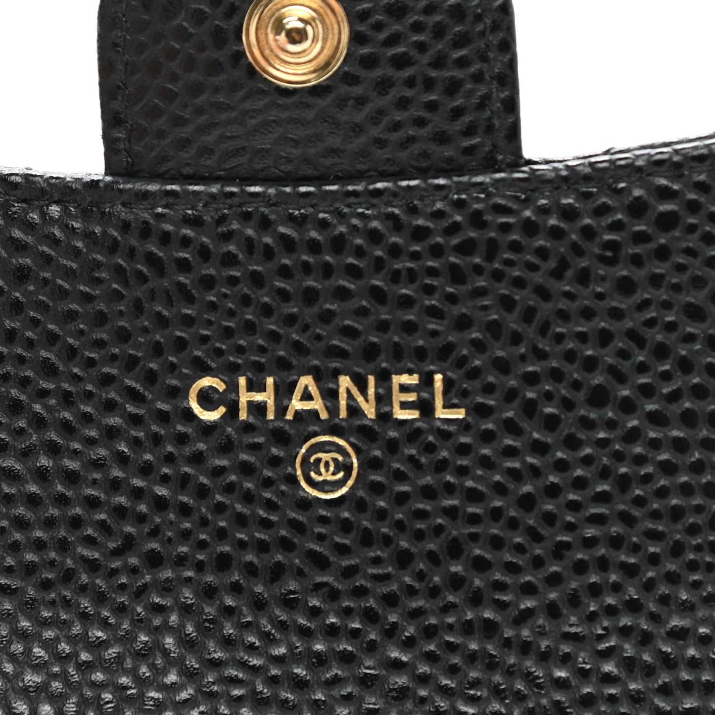 Caviar Quilted Flap Card Holder Wallet Black