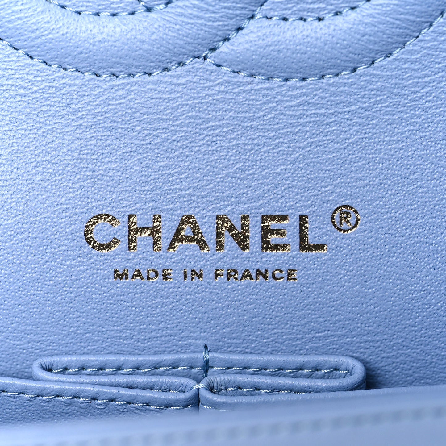 Lambskin Quilted Medium Double Flap Light Blue