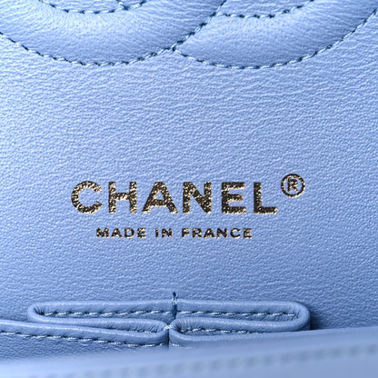 Chanel Lambskin Quilted Medium Double Flap Light Blue 5 of 8