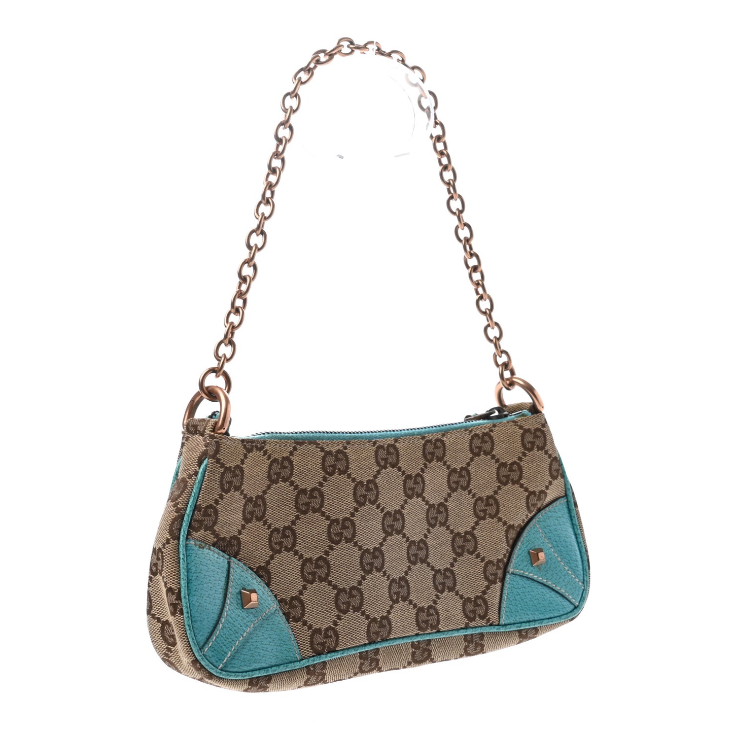 Monogram Horsebit Nail Chain Pochette Turquoise