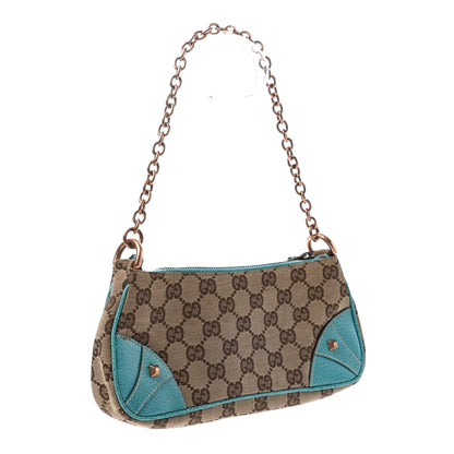 Gucci Monogram Horsebit Nail Chain Pochette Turquoise 3 of 7