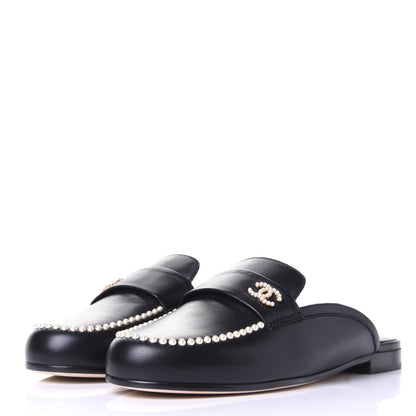 Chanel Calfskin Pearl CC Mules 37 Black 3 of 11
