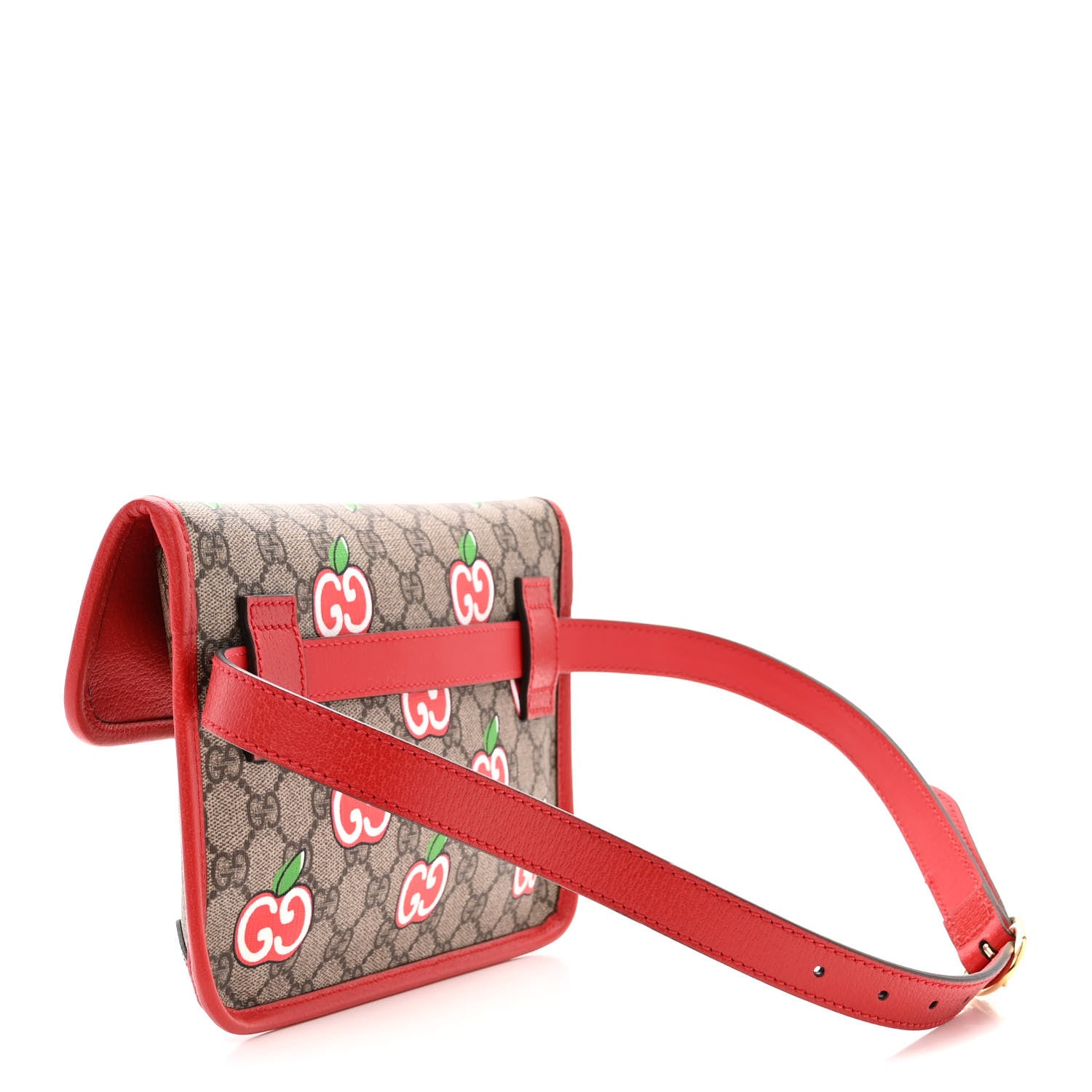 Gucci GG Supreme Monogram Apple Interlocking G Belt Bag Beige Multicolor Lobster Red 3 of 13