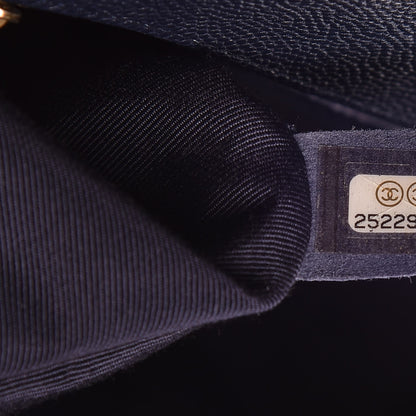 Chanel Caviar Quilted New Medium Boy Flap Dark Navy Blue 7 of 8