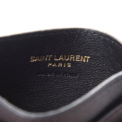 Saint Laurent Grain De Poudre Matelasse Chevron Monogram Credit Card Case Black 6 of 12