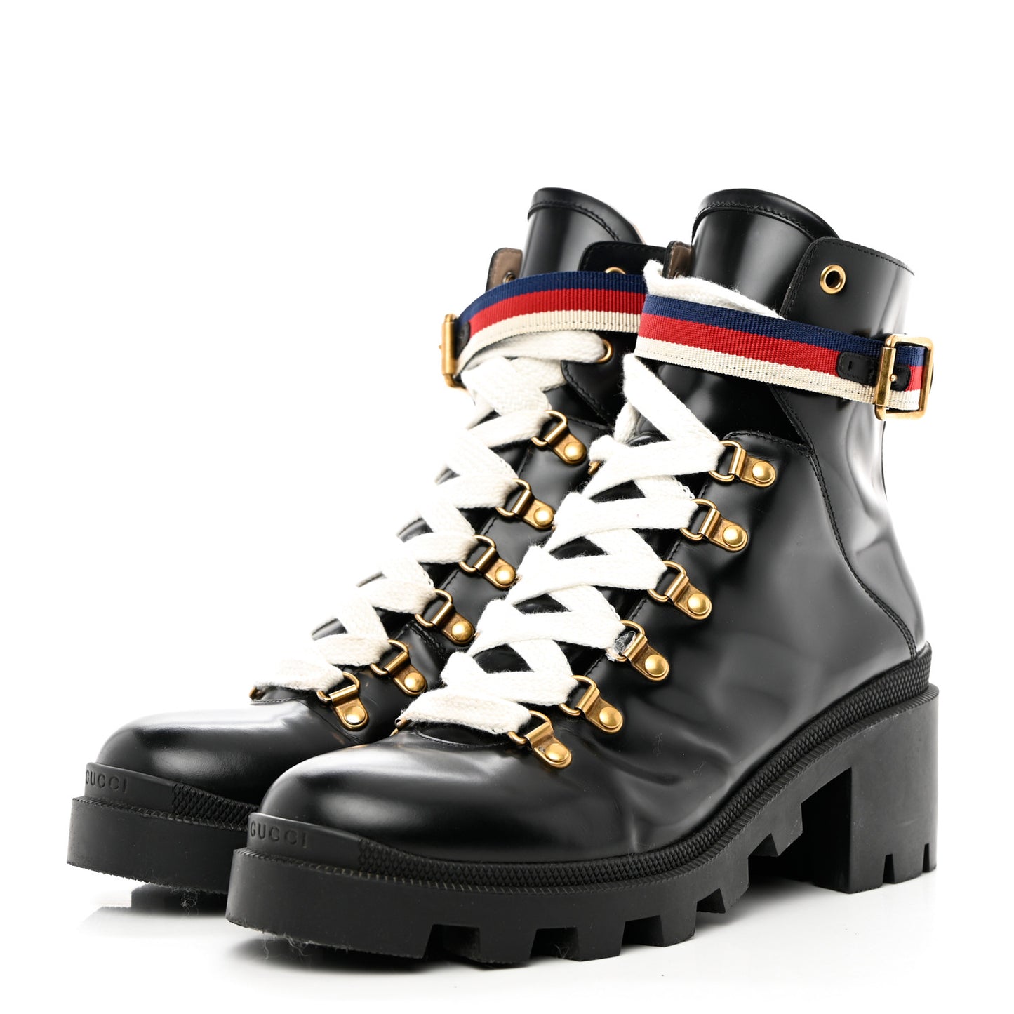 Calfskin Womens Sylvie Web Lace Up Combat Boots 40 Black