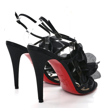 Christian Louboutin Satin Petal Mount Street Sandals 40.5 Black 4 of 7