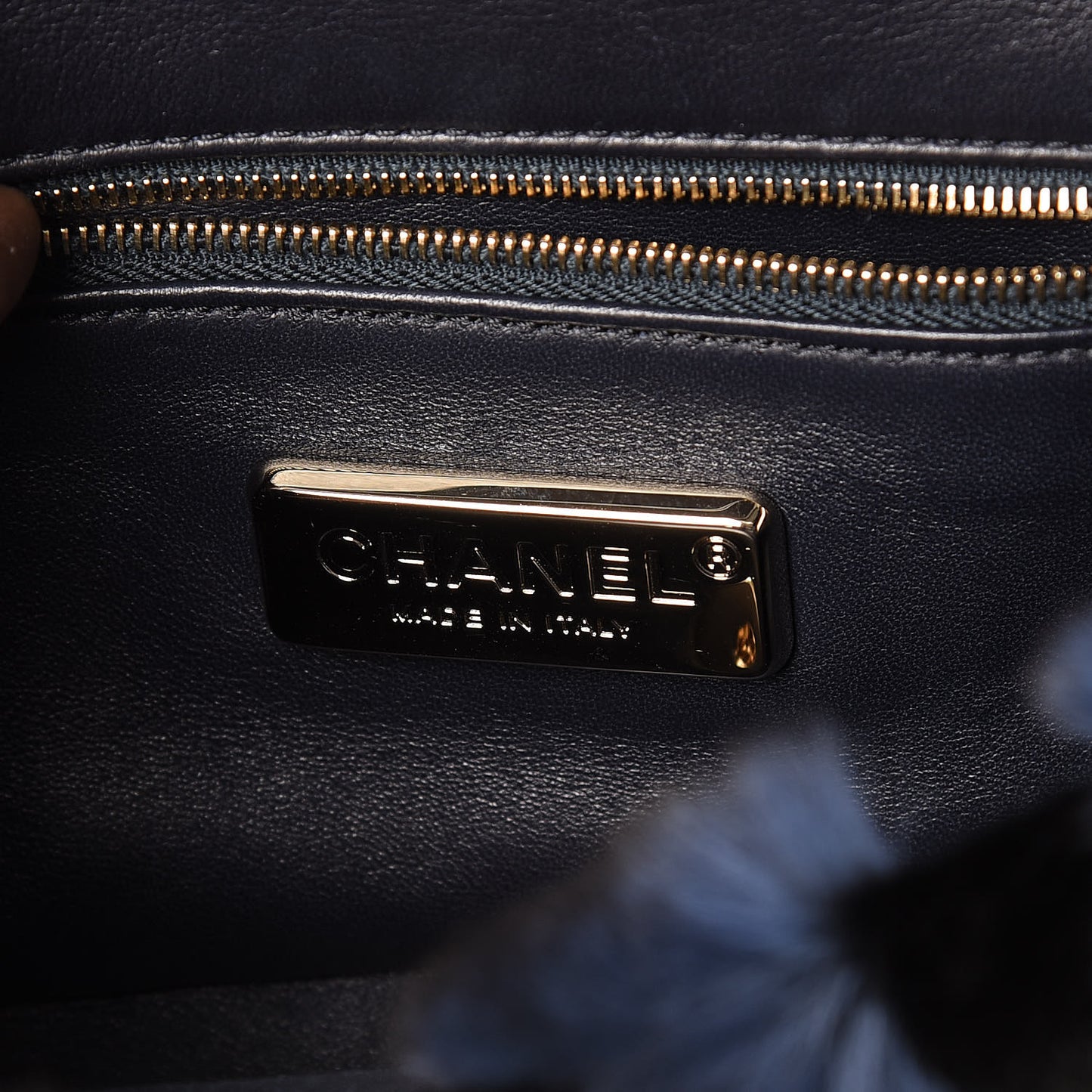 Orylag Lambskin Chevron Mini Rectangular Flap Blue