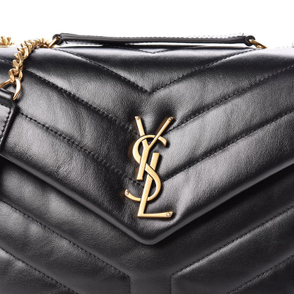 Saint Laurent Calfskin Y Quilted Monogram Small Loulou Chain Satchel Black 10 of 10