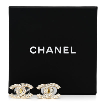Chanel Crystal CC Earrings Gold 5 of 5