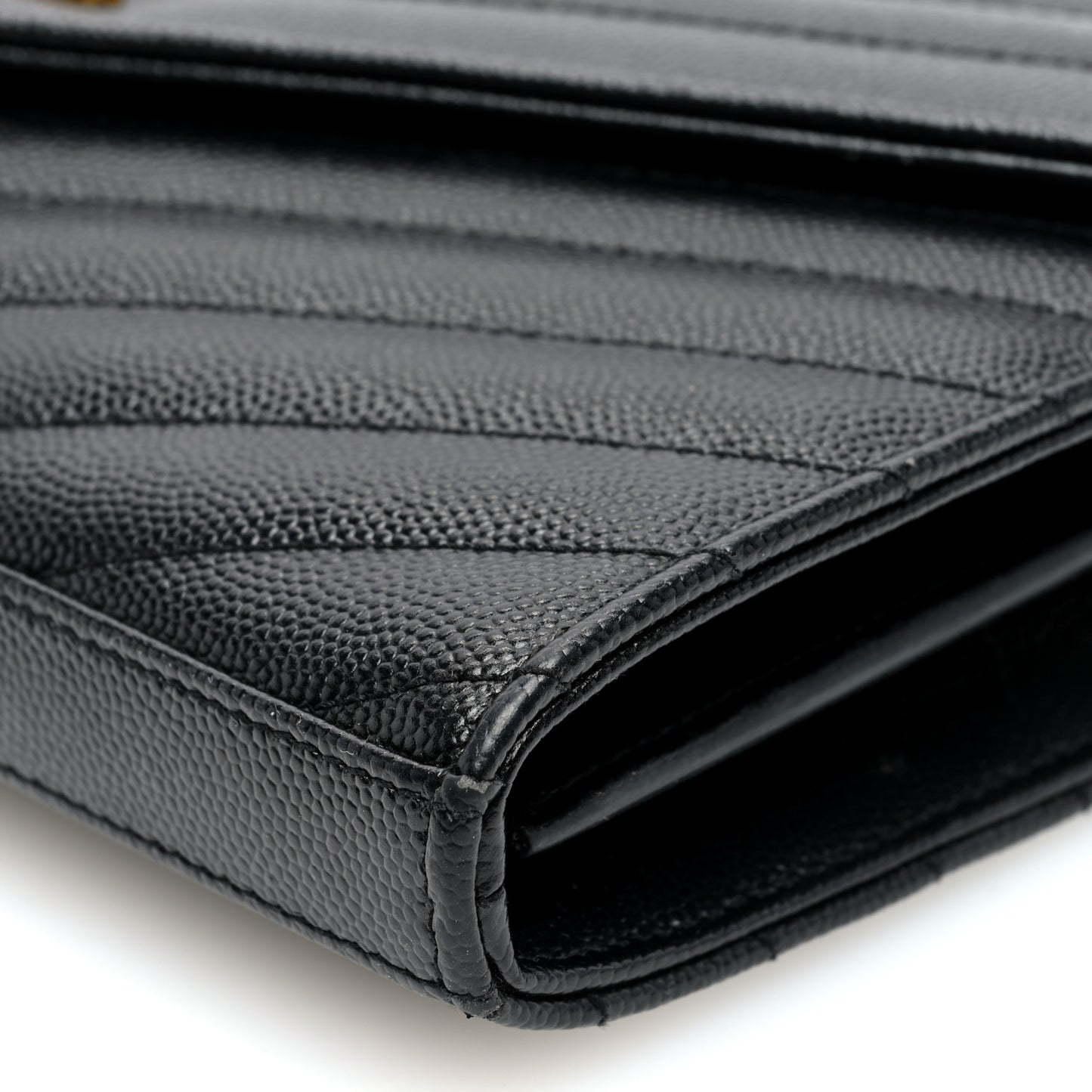 Grain De Poudre Matelasse Chevron Monogram Chain Wallet Black