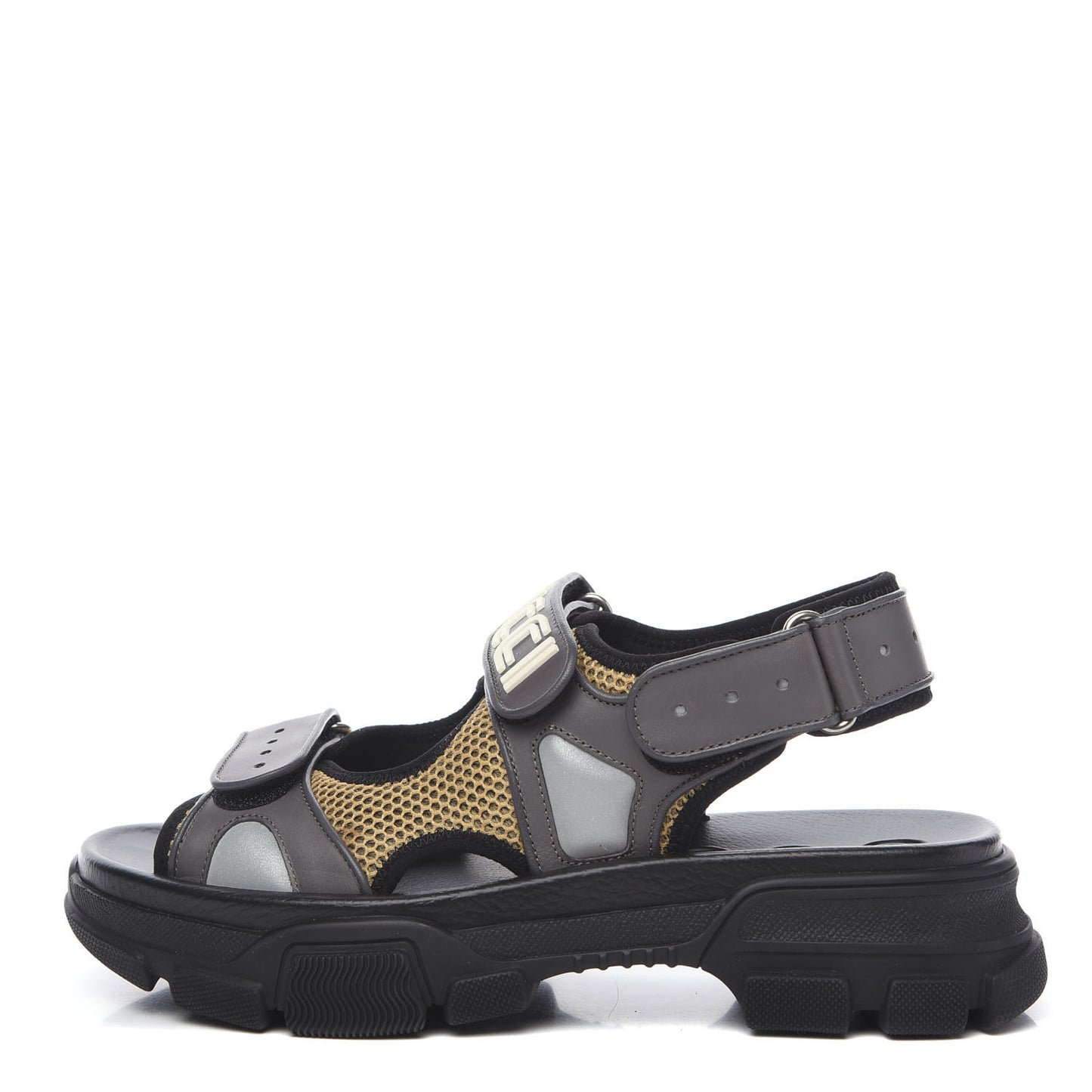 X SEGA Nappa Mesh Mens Aguru Sandals 7.5 Loess Black