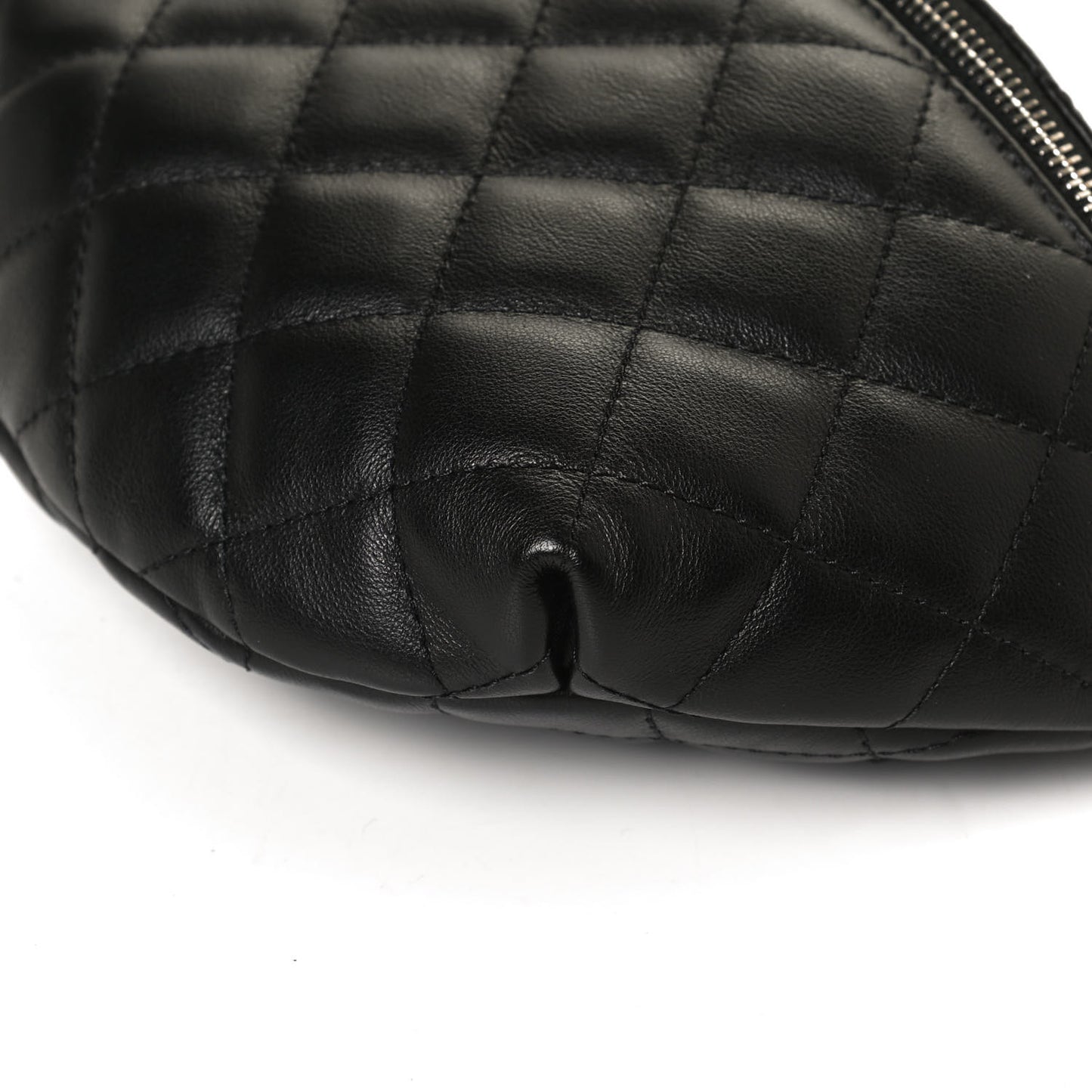 Lambskin Quilted Waist Belt Bag Black