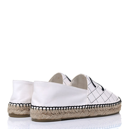 Chanel Lambskin Stitched CC Espadrilles 39 White Black 3 of 5