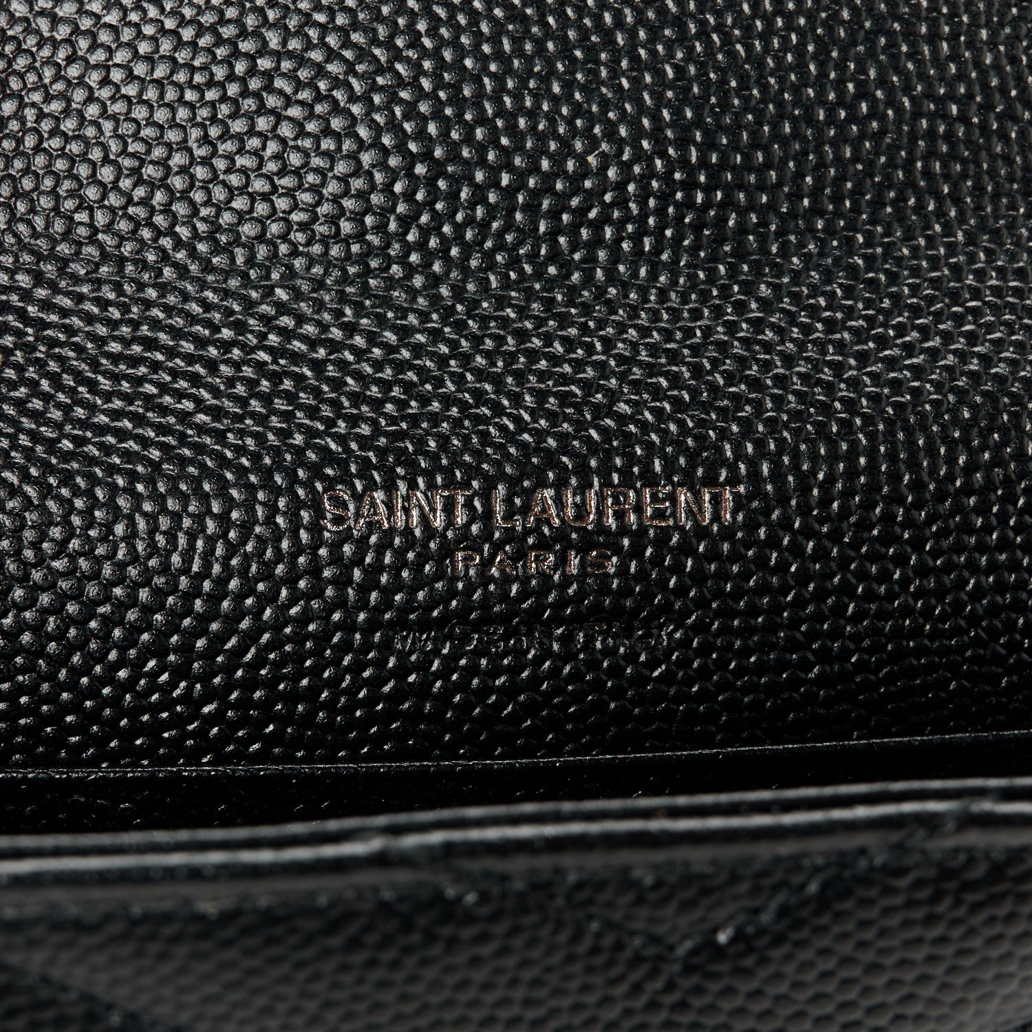 Saint Laurent Grain De Poudre Matelasse Chevron Small Monochrome Monogram Envelope Wallet Black 6 of 9