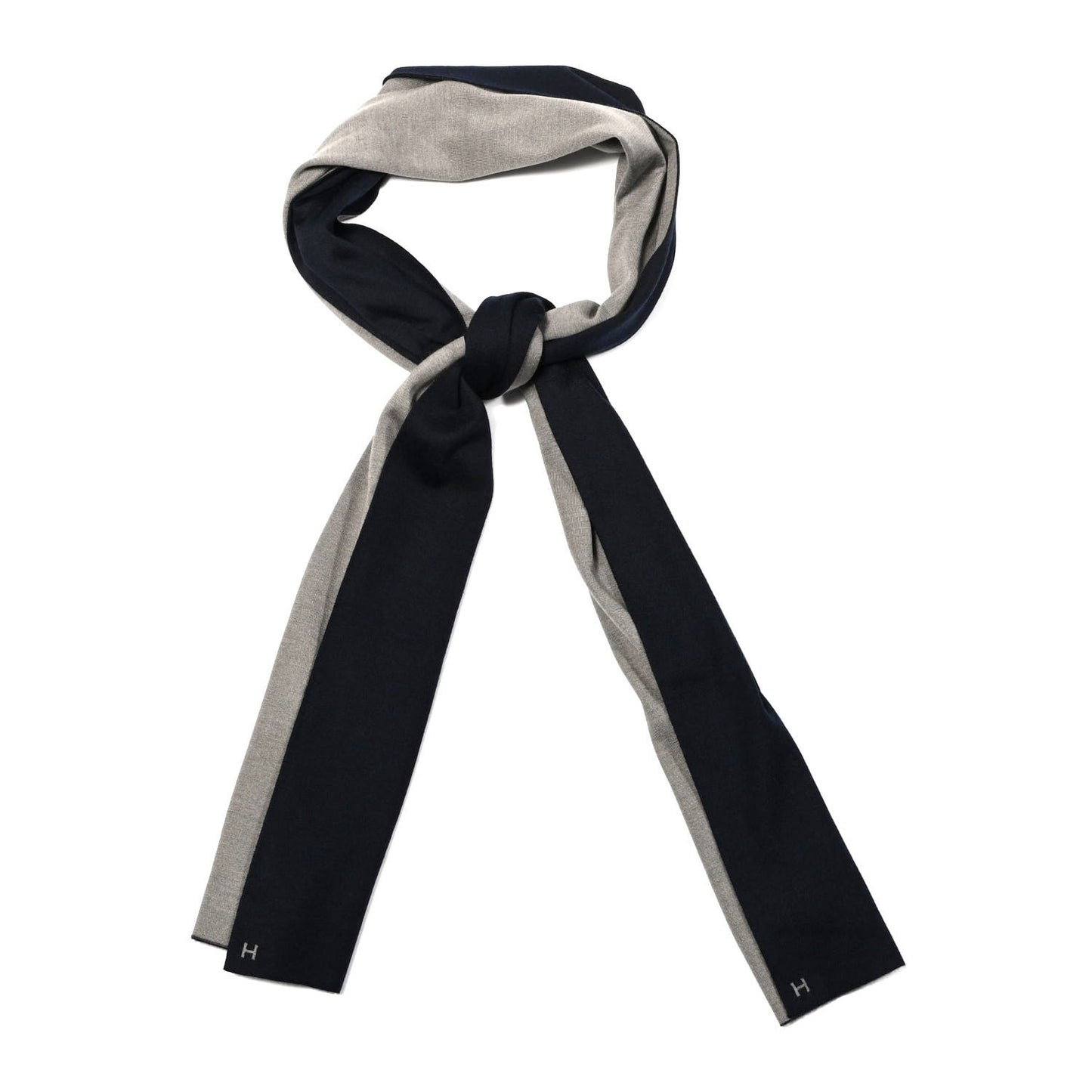 Cashmere Silk Aller-Retour Muffler Marine Sable