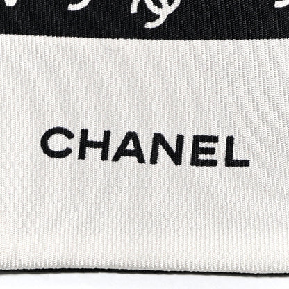 Chanel Silk CC Slim Bandeau Scarf Black Ecru 2 of 10