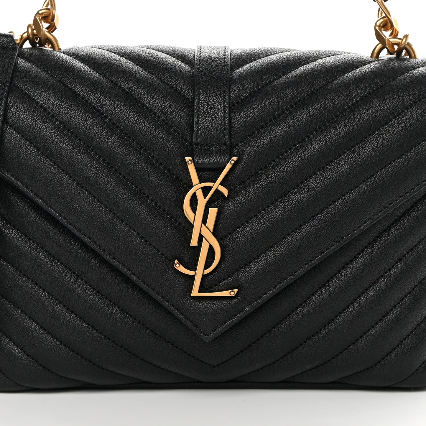 Sheepskin Matelasse Chevron Monogram Medium College Bag Black