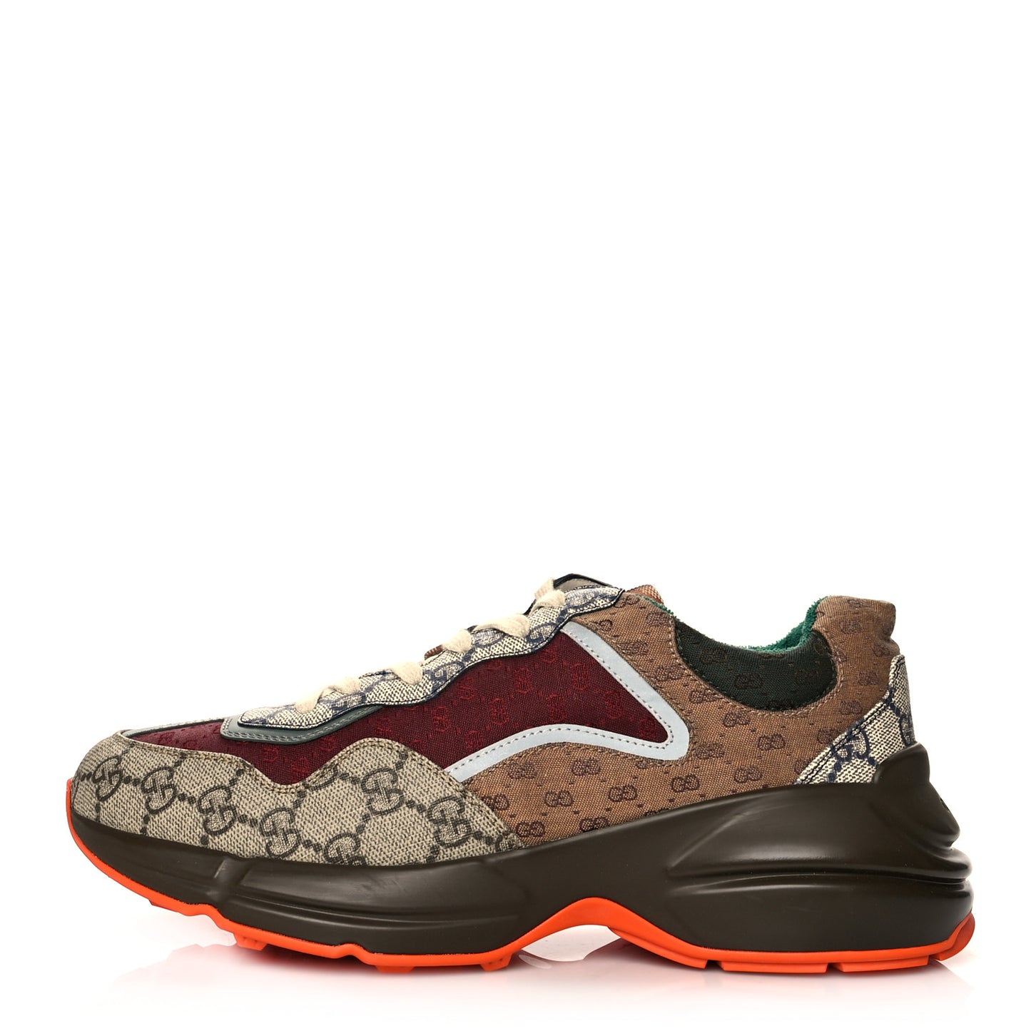 GG Supreme Monogram Mix Monogram Mens Rhyton Sneakers 7 Bordeaux Beige Ebony