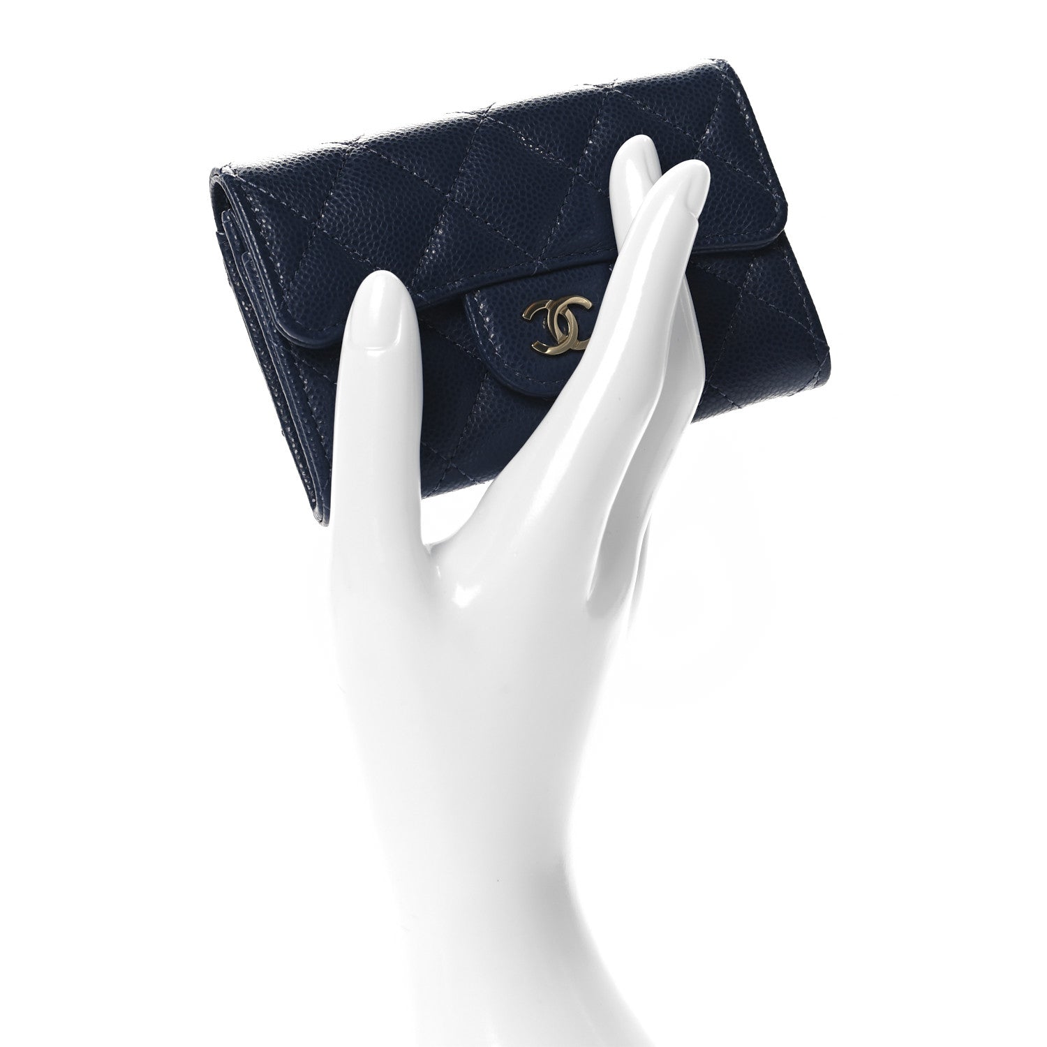 Chanel Caviar Quilted Flap Card Holder Wallet Navy Blue 2 of 9