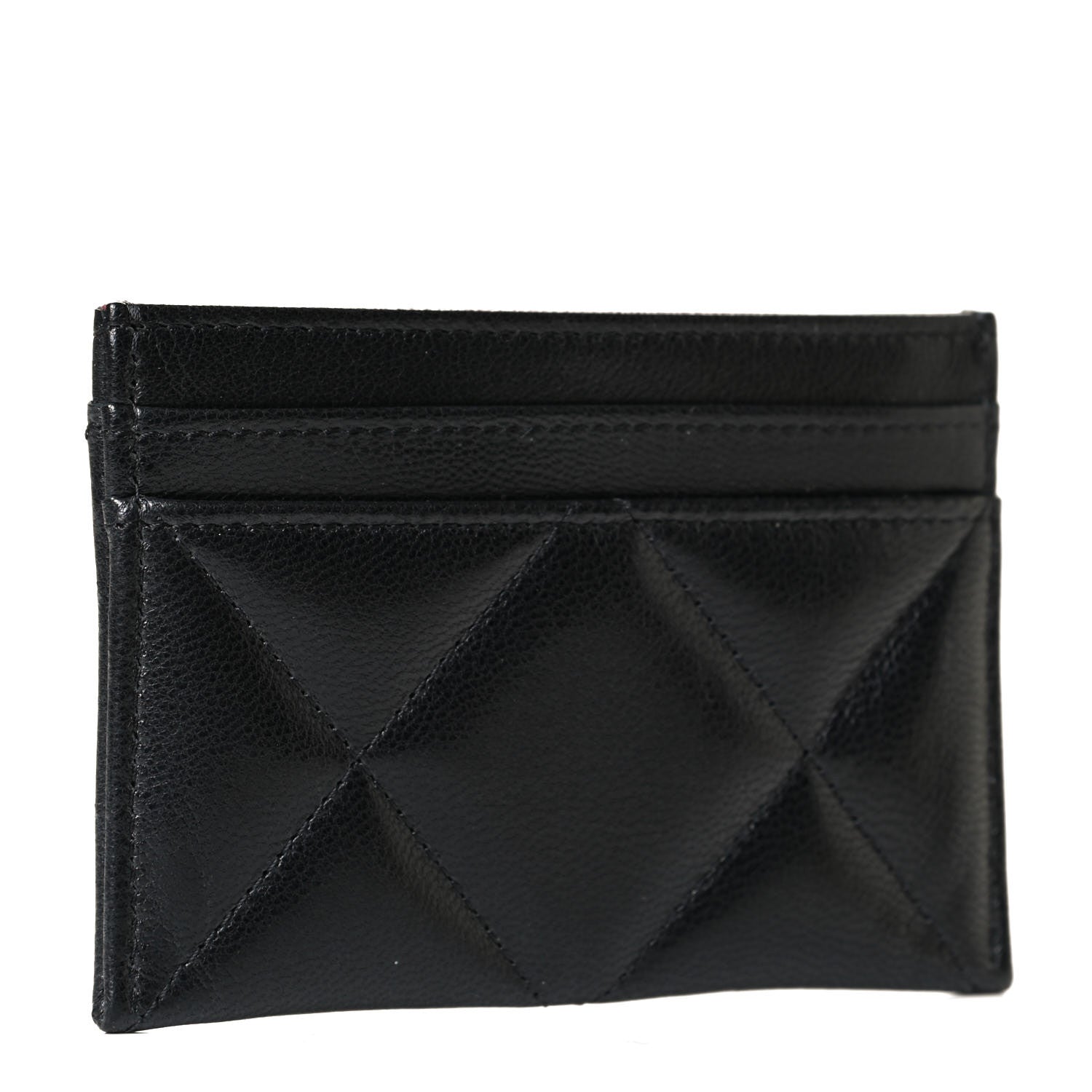 Chanel Shiny Goatskin Quilted Chanel 19 Card Holder Black 2 of 6