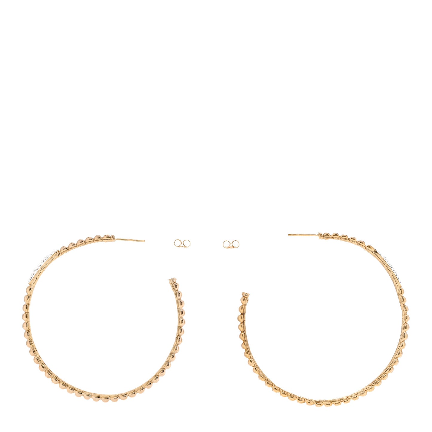 18K Yellow White Gold Diamond Bedeg Hoop Earrings