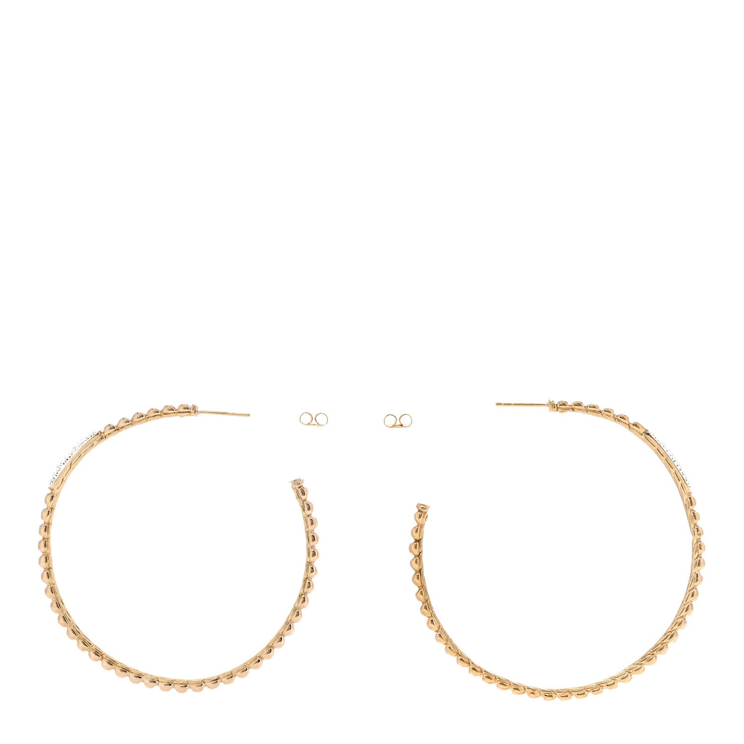 John Hardy 18K Yellow White Gold Diamond Bedeg Hoop Earrings 3 of 5