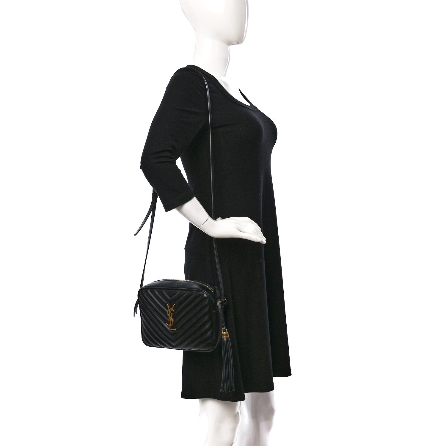 Saint Laurent Calfskin Matelasse Monogram Lou Camera Bag Black 2 of 15