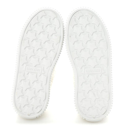 Miu Miu Montone Shearling Low Top Platform Sneakers 35 Bianco 6 of 9