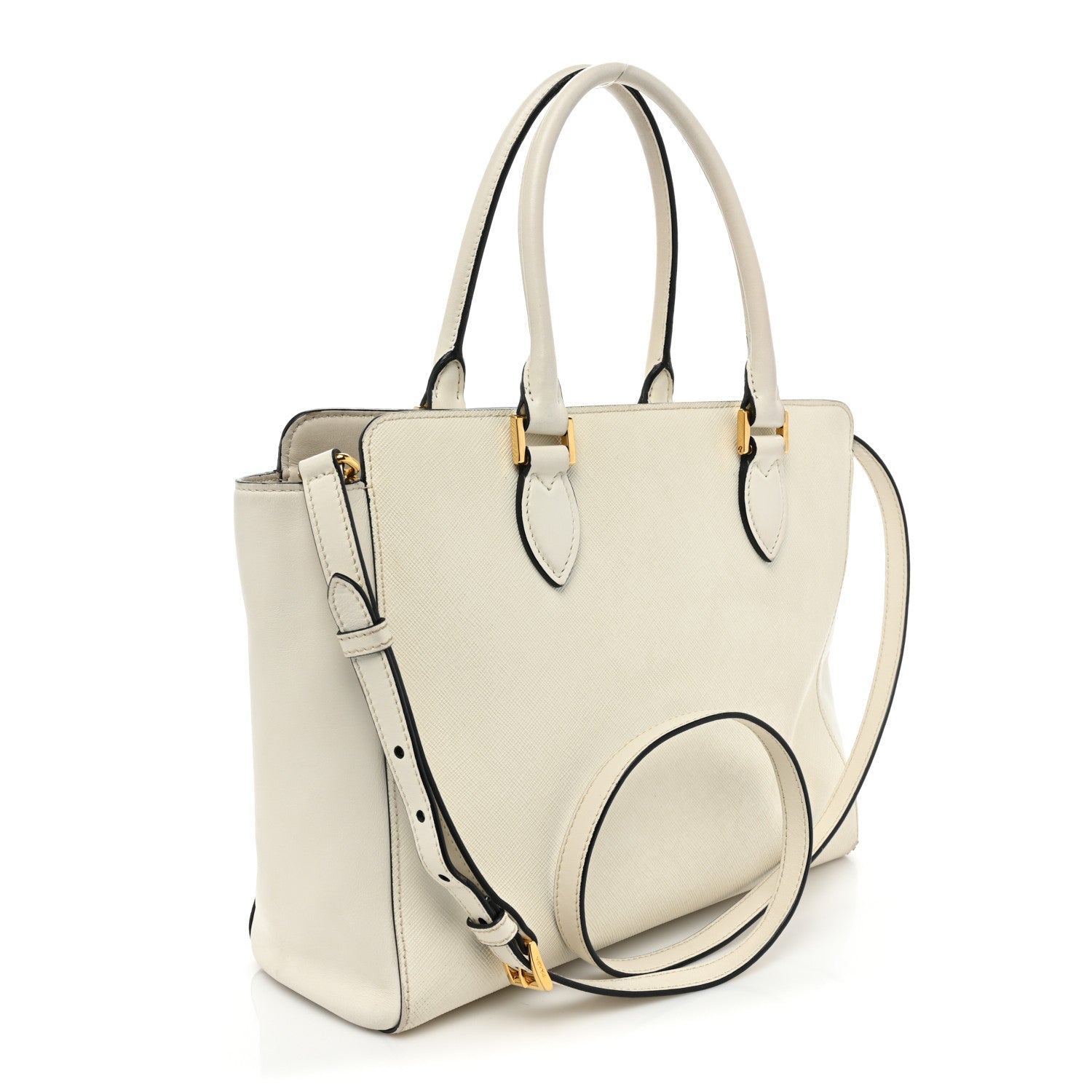 Prada Saffiano Soft Calfskin Zippered Tote White 3 of 15