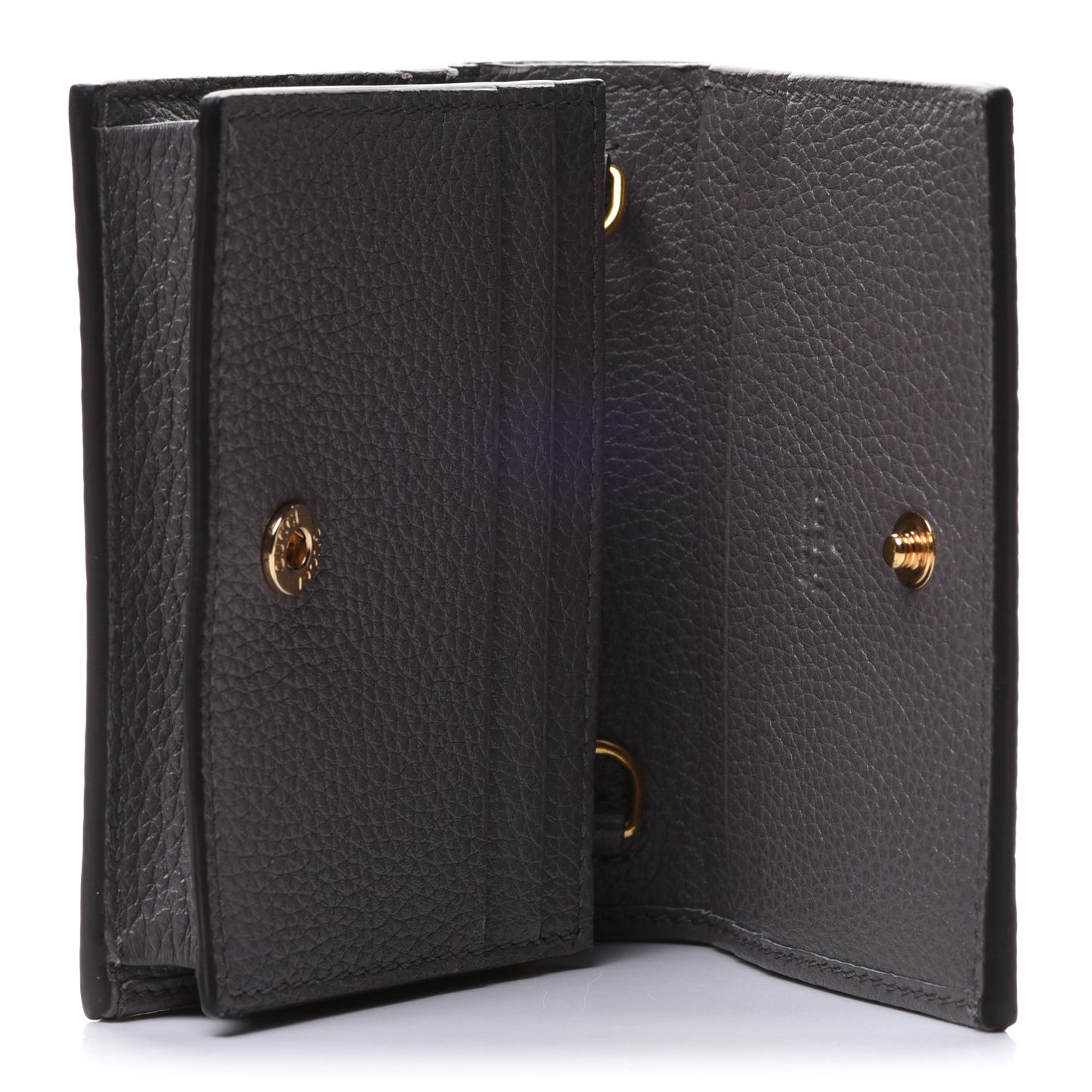 Grainy Calfskin Zumi Chain Card Case Wallet Dusty Grey