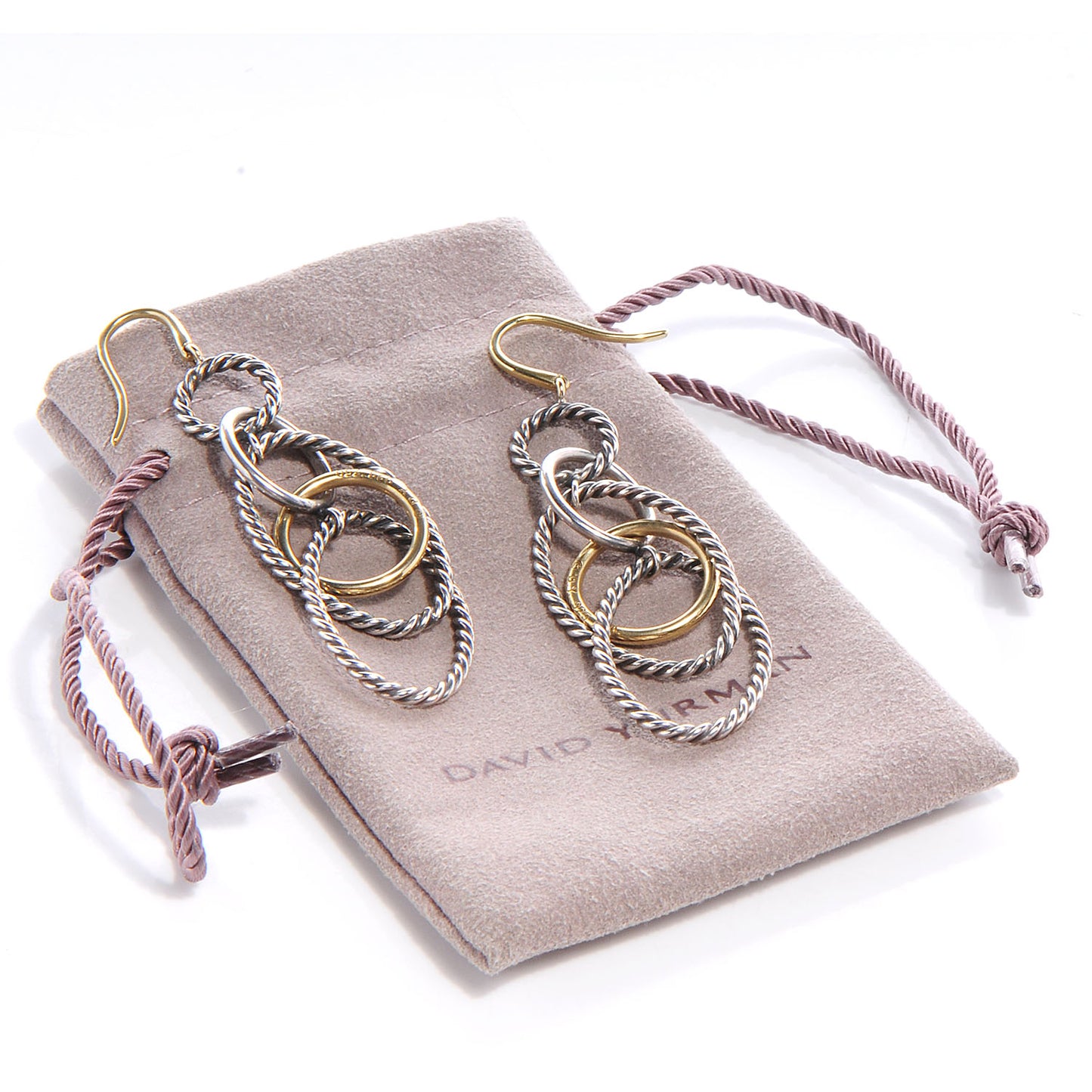 Sterling Silver 18K Yellow Gold Mobile Oval Drop Earrings