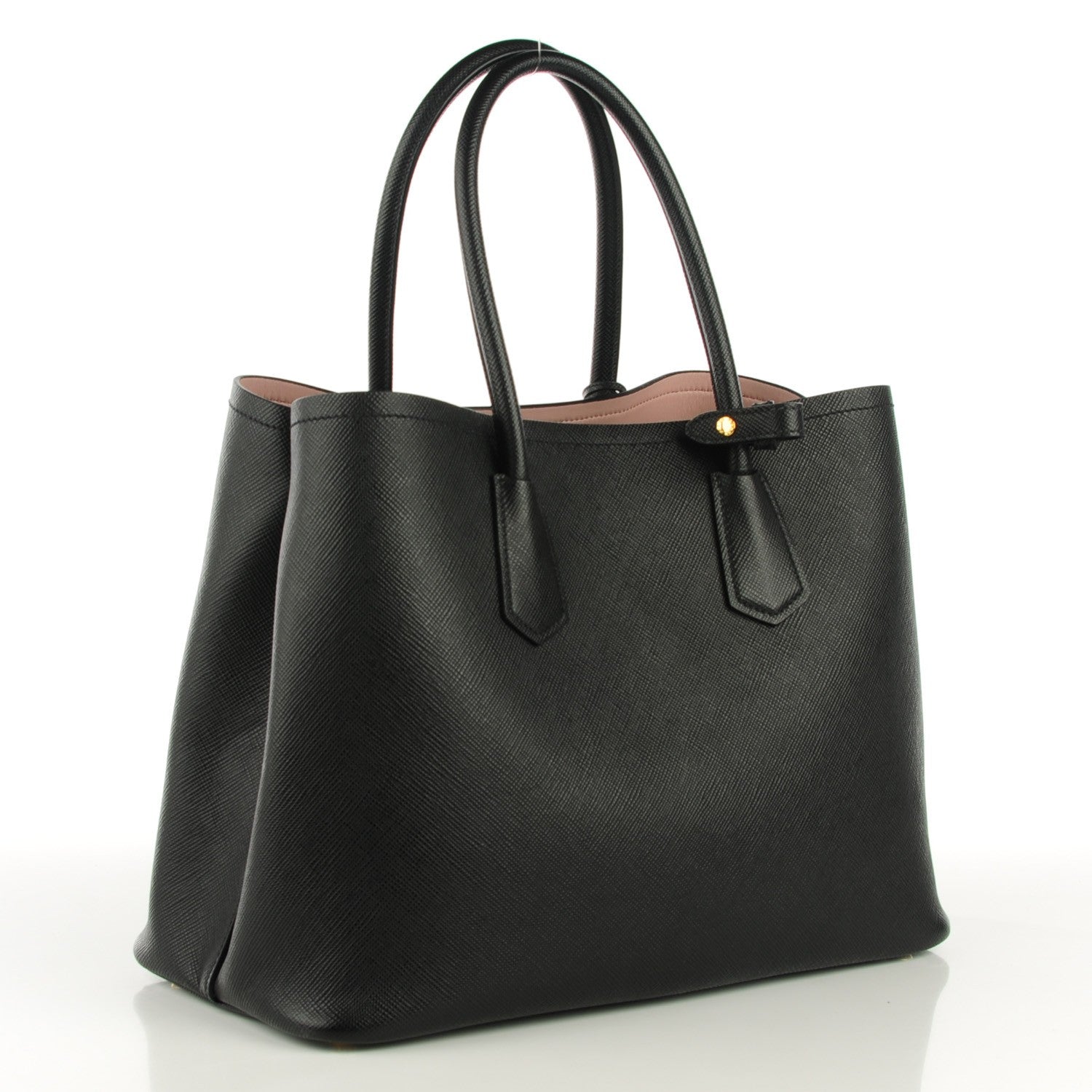 Prada Saffiano Cuir Large Double Bag Black Mughetto 3 of 8