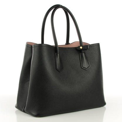 Prada Saffiano Cuir Large Double Bag Black Mughetto 3 of 8