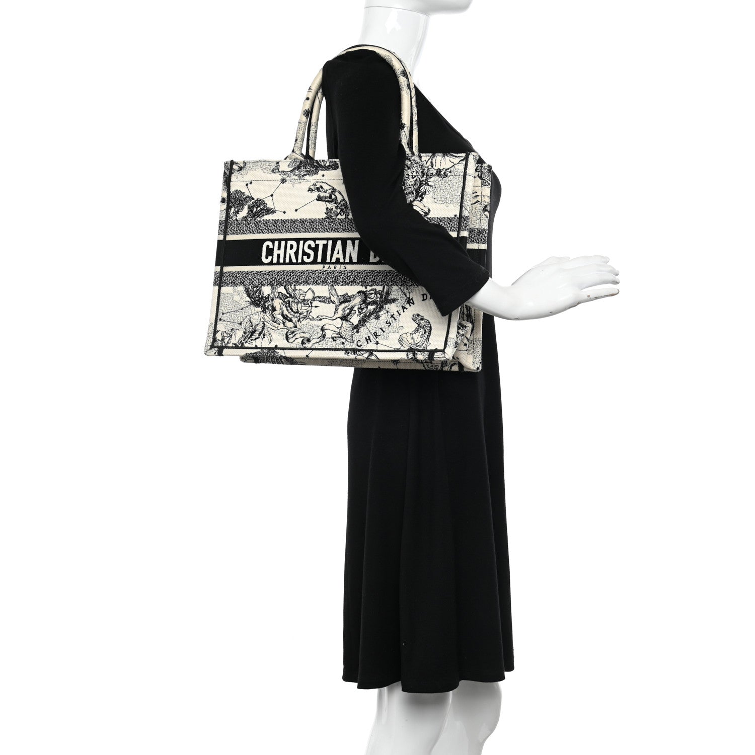 Christian Dior Canvas Zodiac Toile De Jouy Embroidered Medium Book Tote Latte 2 of 10