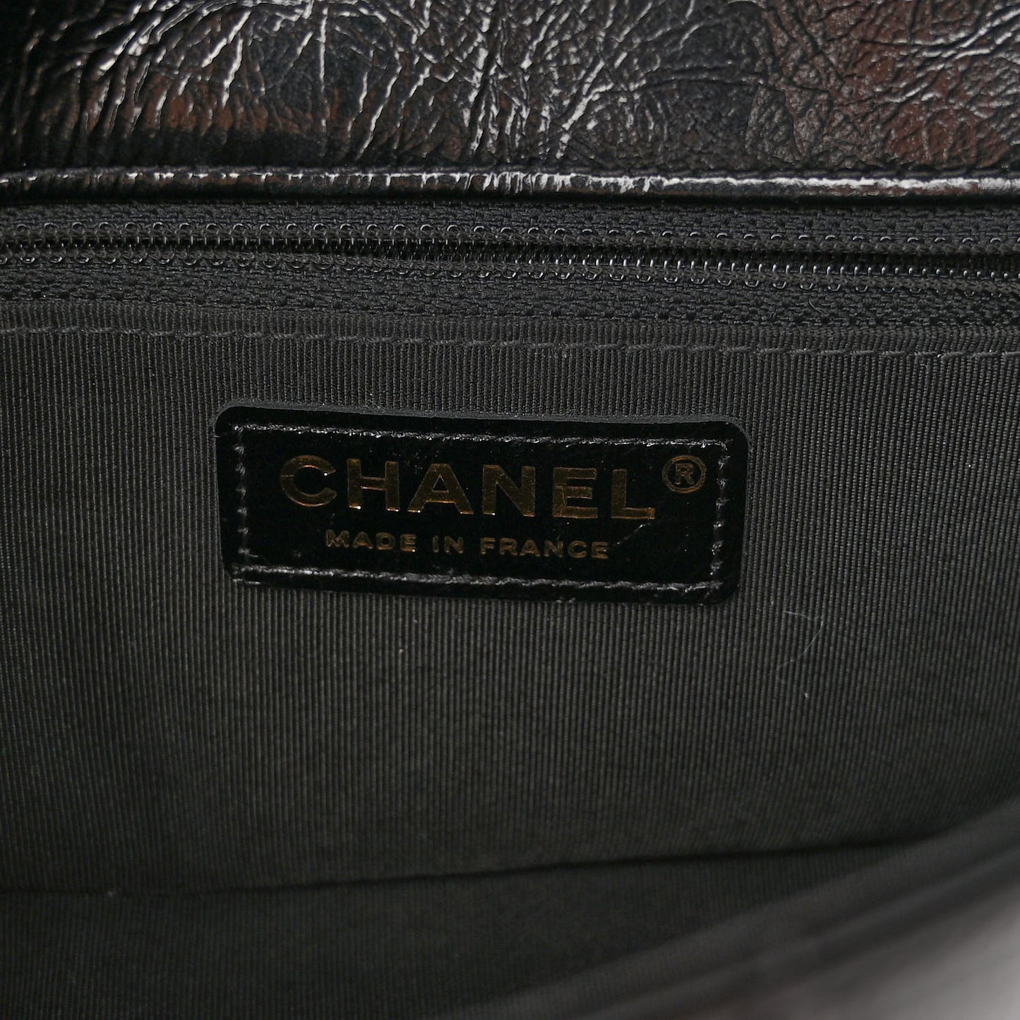 Crumpled Glazed Lambskin Quilted Mini Flap Black