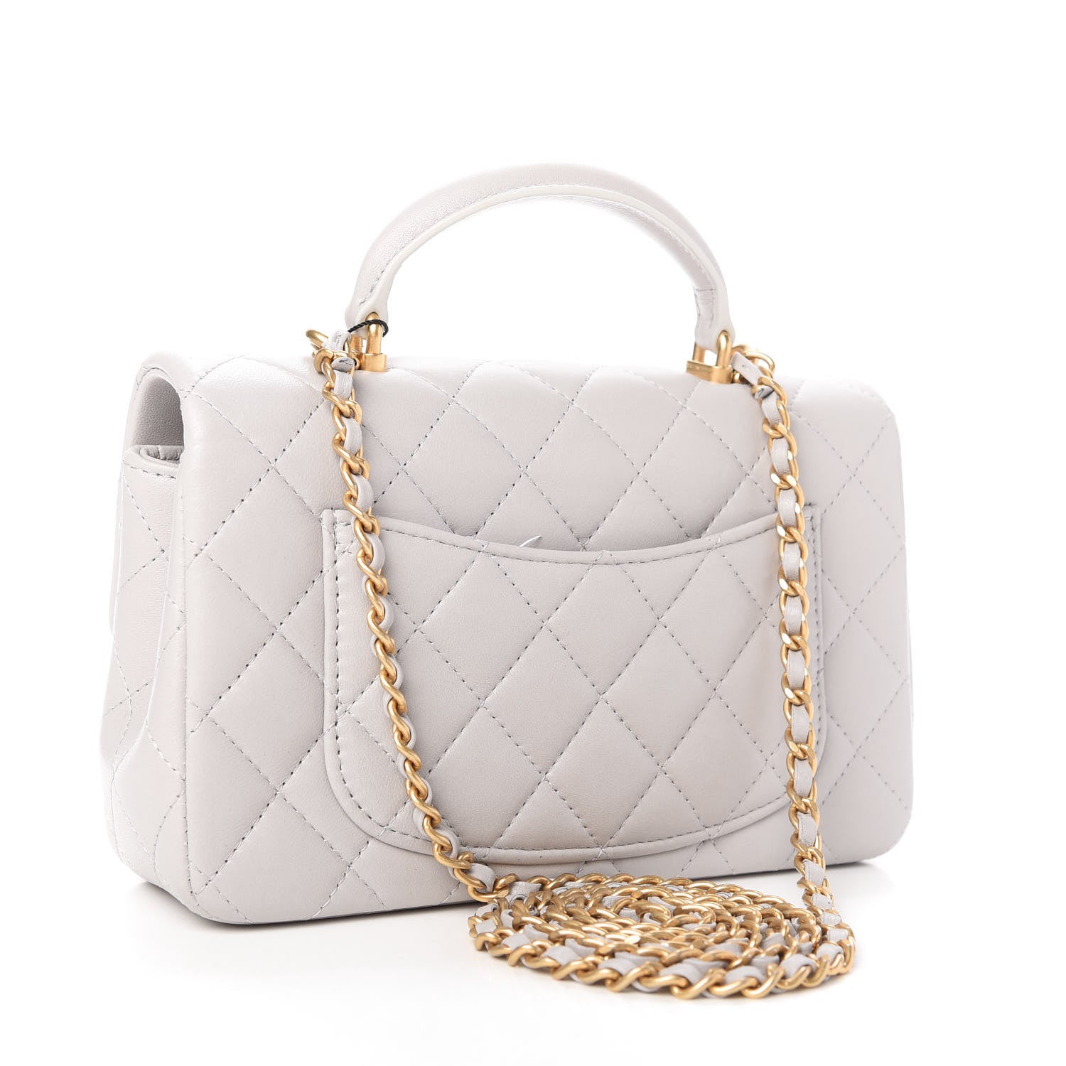 Chanel Lambskin Quilted Mini Top Handle Rectangular Flap Grey 3 of 11