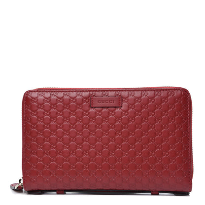 Gucci Microguccissima Zip Around Top Handle Travel Wallet Red 1 of 10
